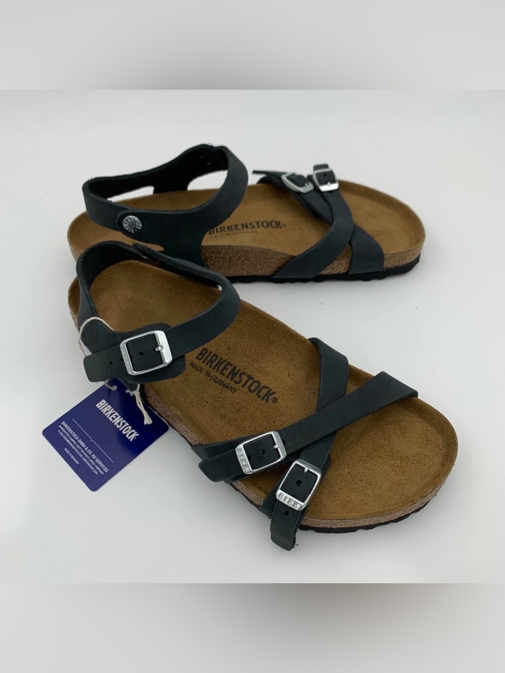 Birkenstock 💅🌴 Kumba Black Leather Adjustable Strap Sandals 9 9.5 40 NEW - Picture 3 of 9